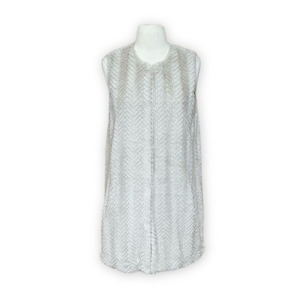 Sebby Cream Faux Fur Long Vest Size Medium - Picture 1 of 11
